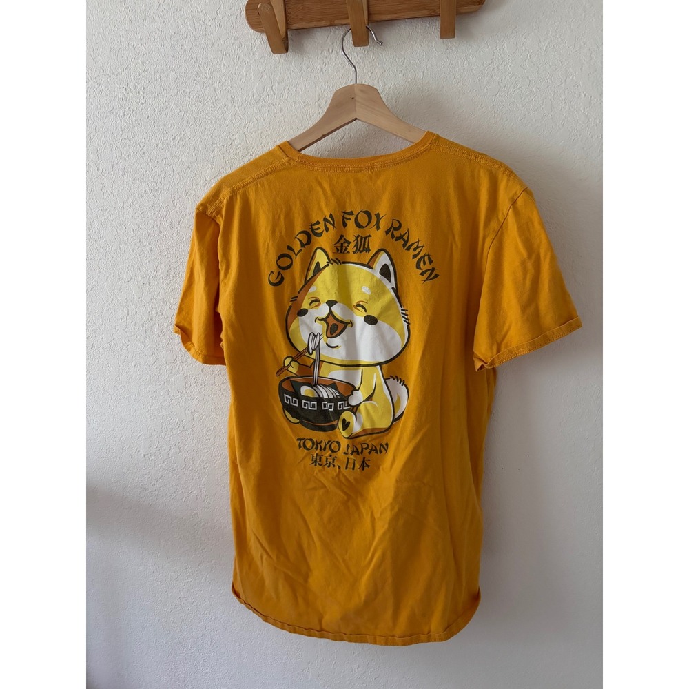 Golden Fox Ramen Tokyo Japan Mustard Graphic T-Shirt Unisex Large